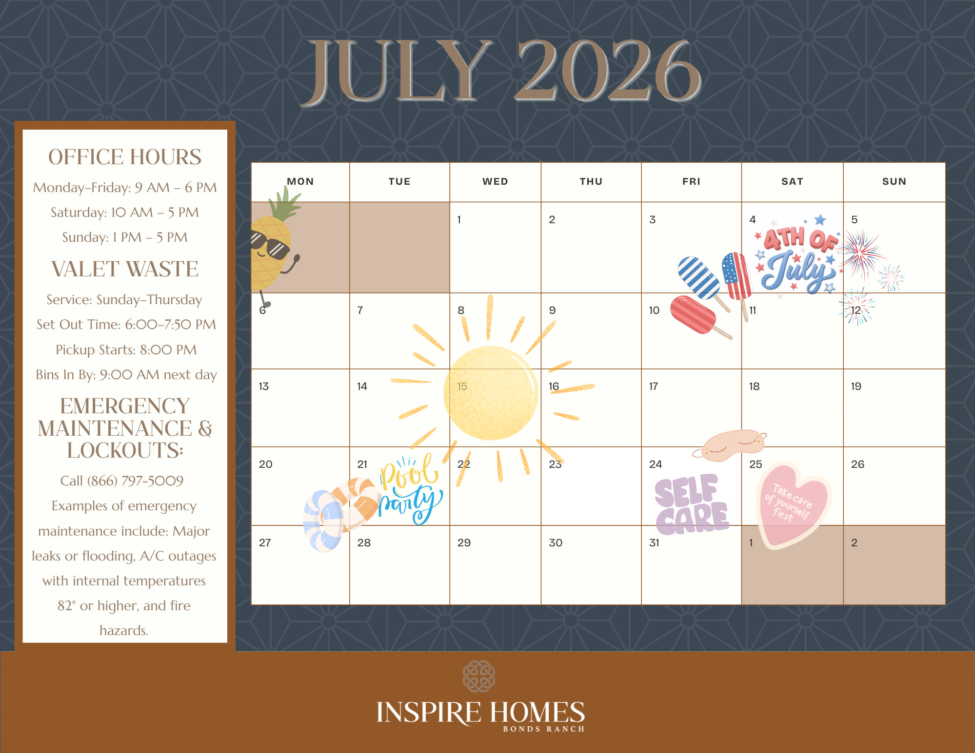 July Event Calendar
